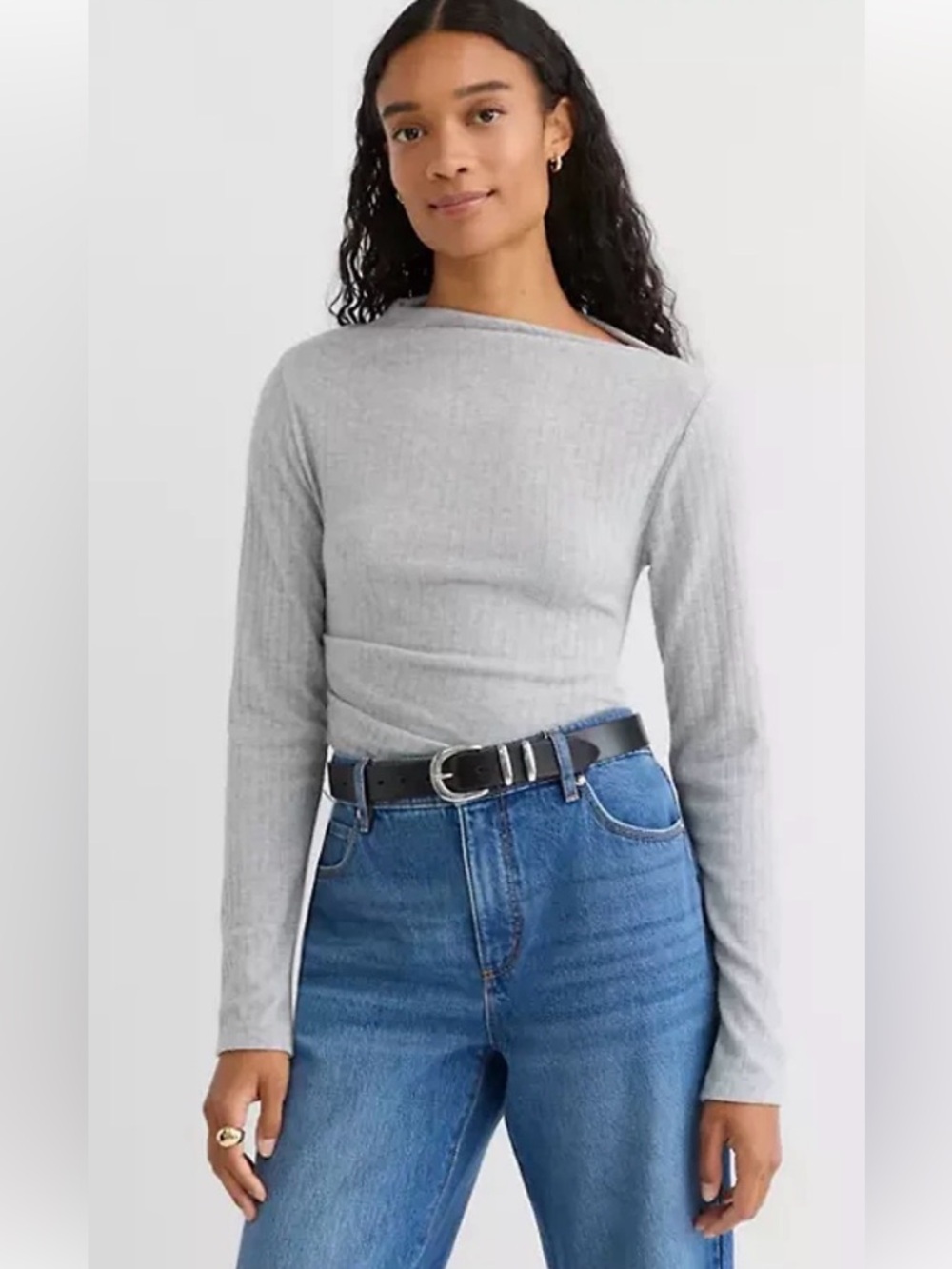 Loft Heathered Cozy Asymmetrical Neck Sweater NWT Small - C31-021